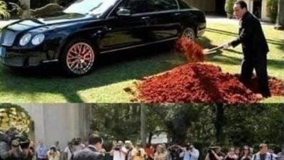 من العجائب والغرائب رجل أعمال برازيلي يدفن سيارته البنتلي
