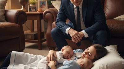 دخل المليونير في منتصف الليل وتجمد عندما رأى عاملة النظافة نائمة بجوار توأميه