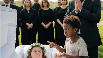 «ابنتك ما تزال على قيد الحياة» — صبيّ مشرّد يقتحم الجنازة ويكشف سرًّا صادمًا للملياردير…