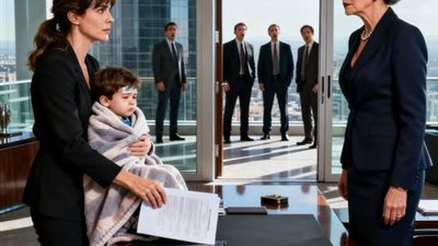 وضعتُ حفيدها المشتعل بالحمّى على مكتبها… وفي لحظة واحدة تغيّر كل شيء! 
