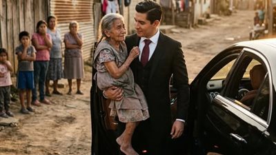 وجدت رضيعًا في القمامة فتبنّته رغم الفقر… وبعد 20 عامًا عاد بسيارة فاخرة ليأخذها من الحي أمام الجميع